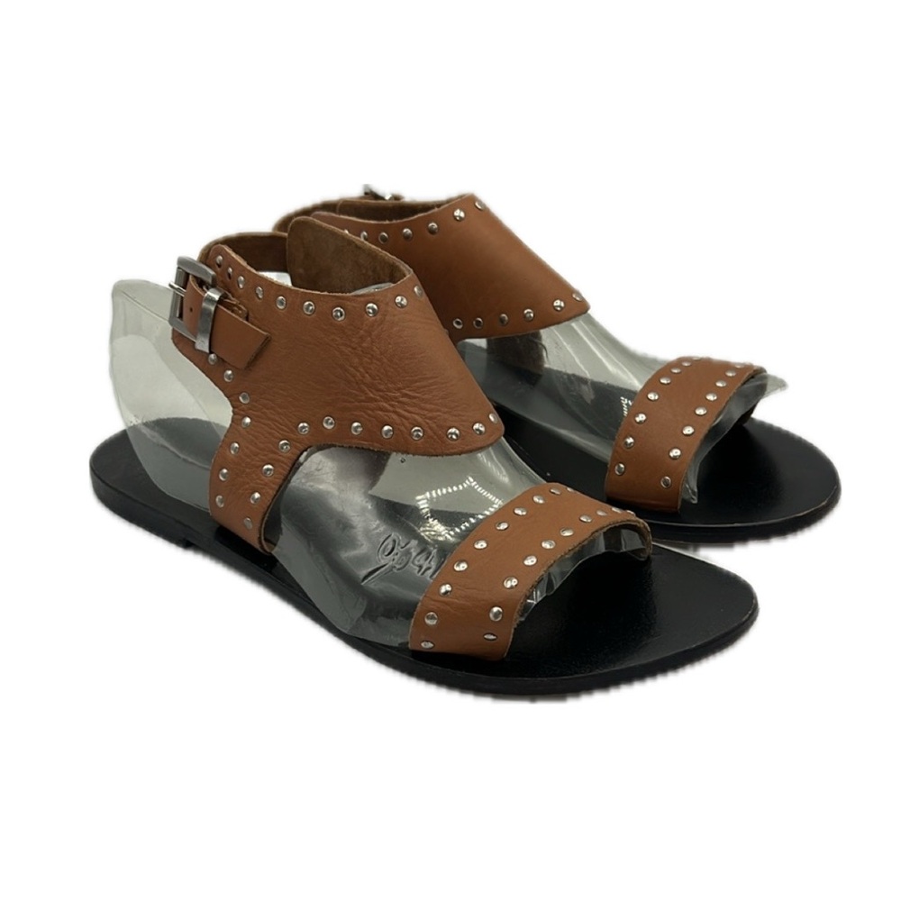 Sol Sana‎ Sz 7 Brown Silver Studded Sandals Boho